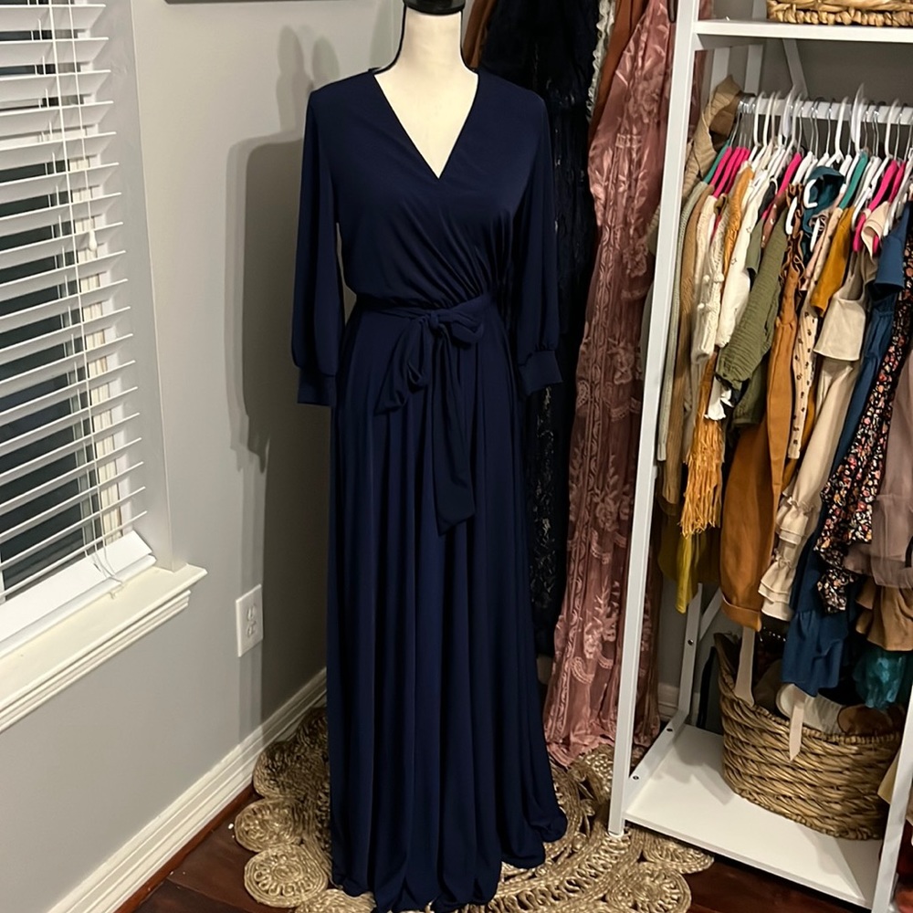 Navy faux wrap maxi